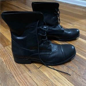 Vero cuoio Black Lace-Up Leather Boots made in Italy